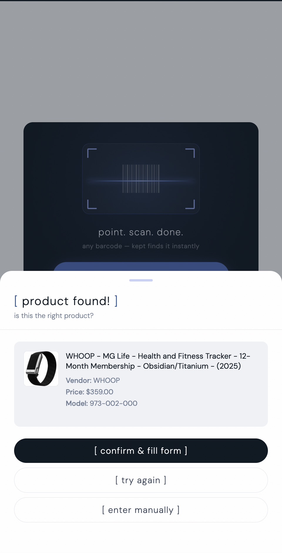 kept product found