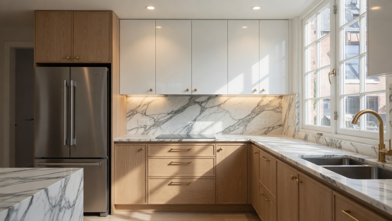 modern kitchen with stainless steel appliances