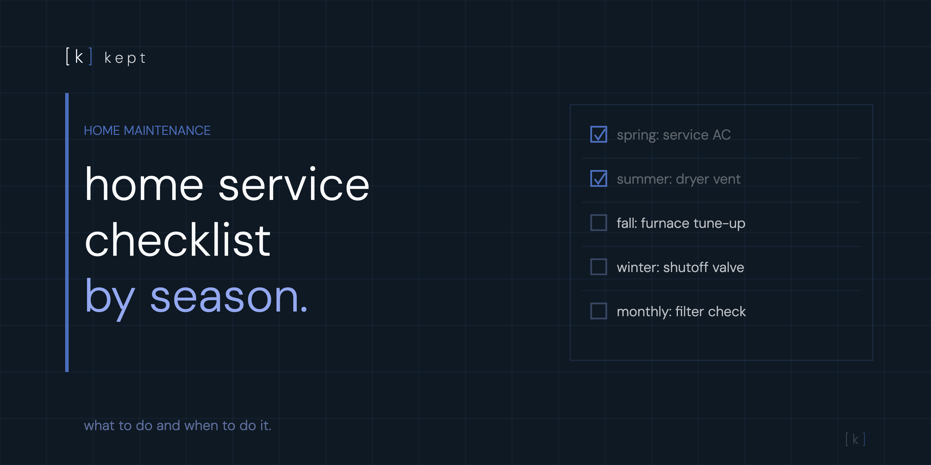 Home service checklist by season